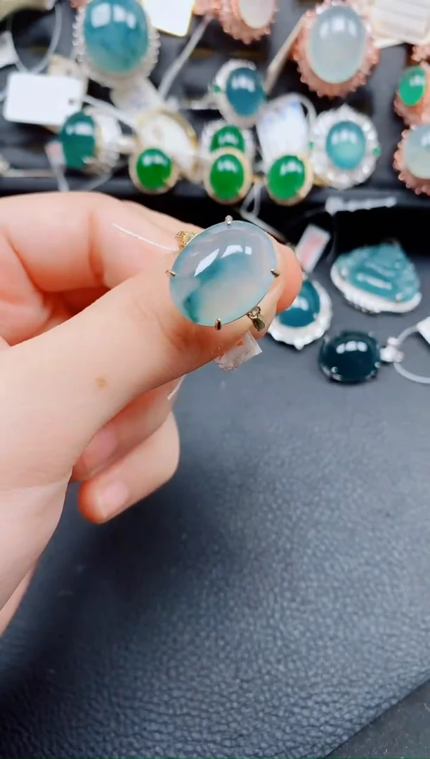 银S925镶嵌戒指翡翠翡翠