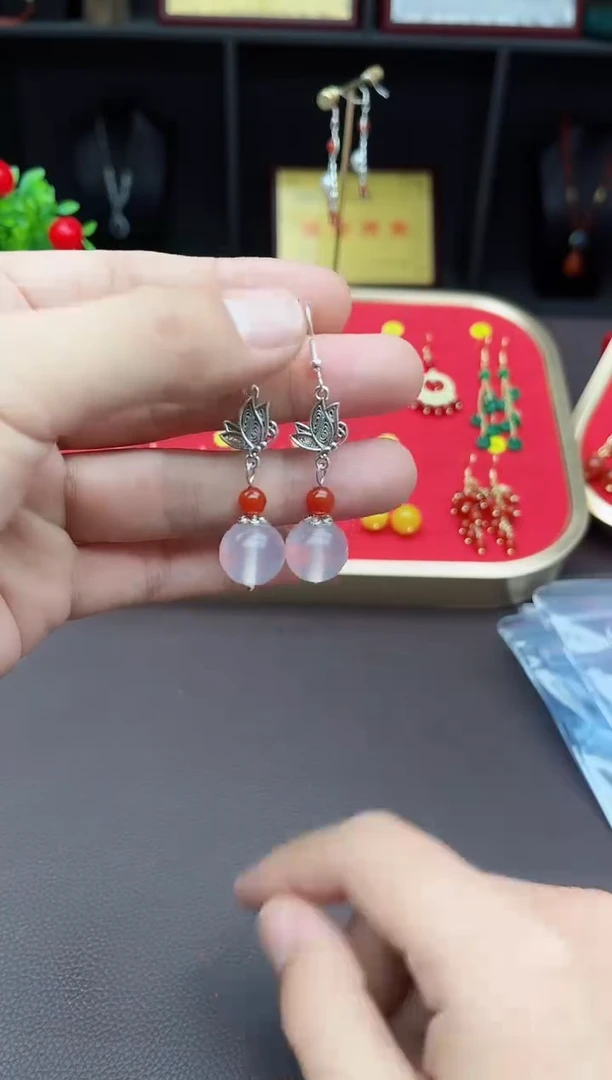 【闪购商品】玛瑙/玉髓耳钉银S925镶嵌729000