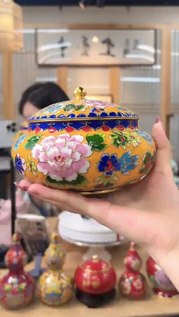 【闪购商品】景泰蓝花丝喜子罐6寸XZG002黄色