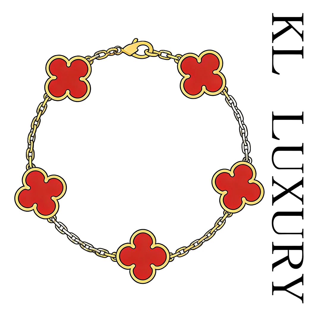 合金手链 V金【原厂工艺】合金手链轻奢 五花气质四叶草手链