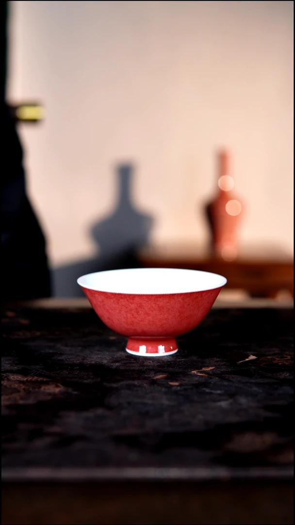 杯子白泥豇豆红陶瓷