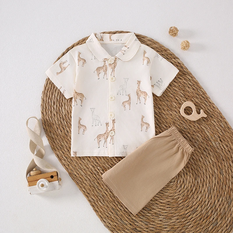 8461-【长颈鹿-翻领-套装】直播间宝宝秋衣连体链接专属