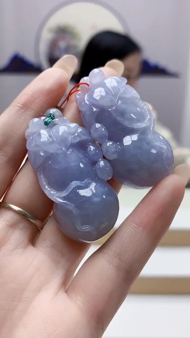 未镶嵌定制翡翠4852DD-毛货挂件一对39