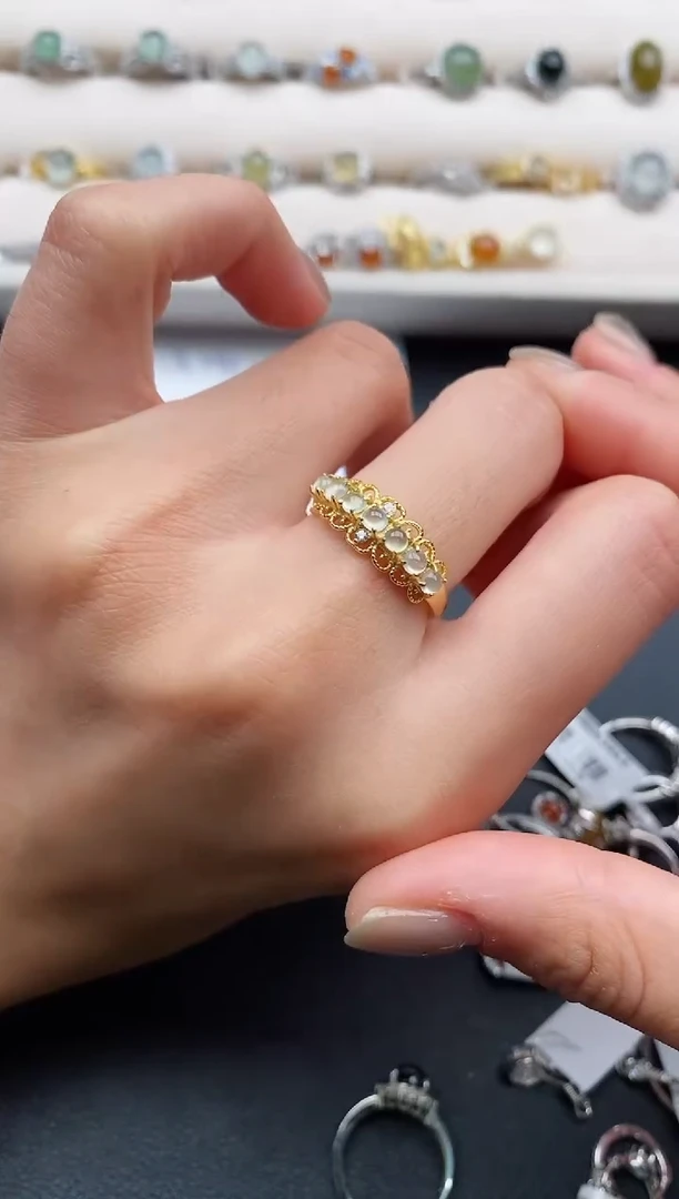 银S925镶嵌戒指翡翠4444444+5