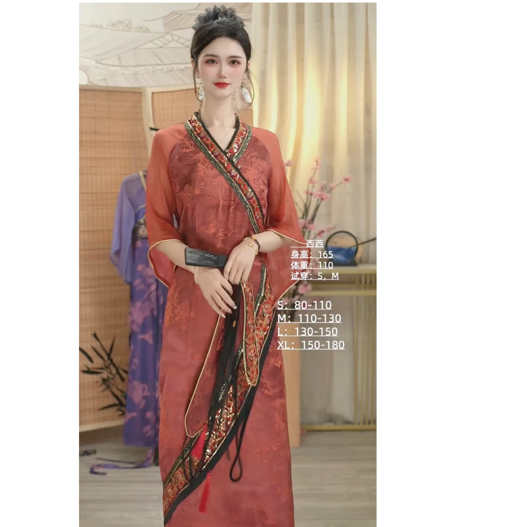 倾夕2025夏季新款中国风飘逸日常长款连衣裙（1554）