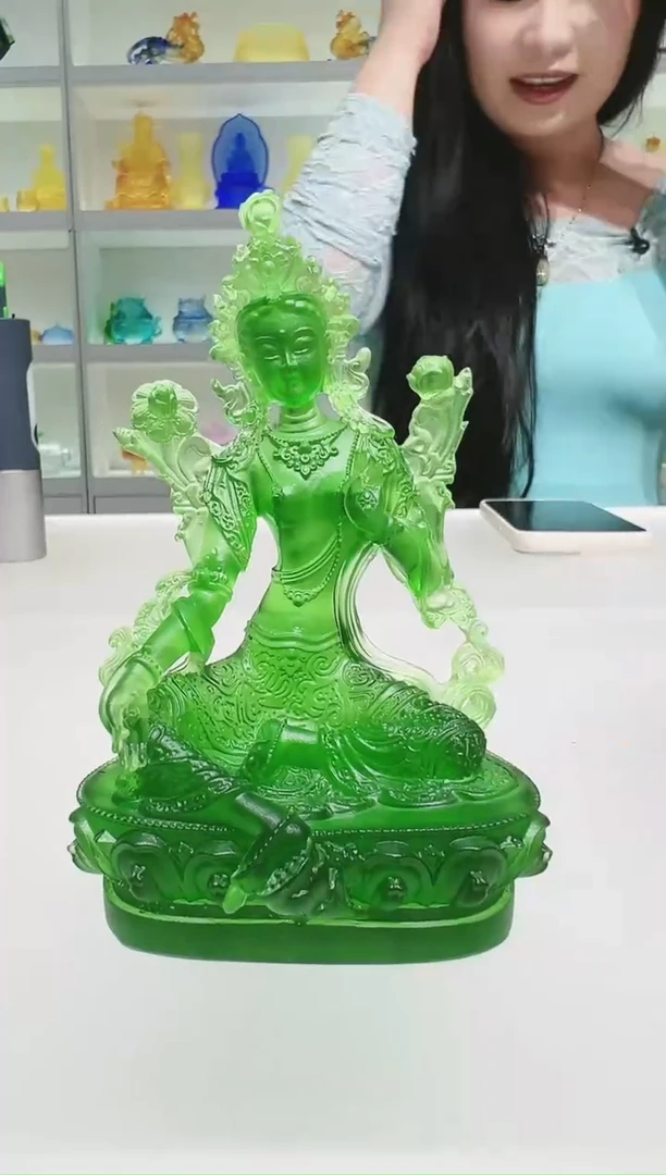 手工艺品琉璃古法琉璃 绿度母