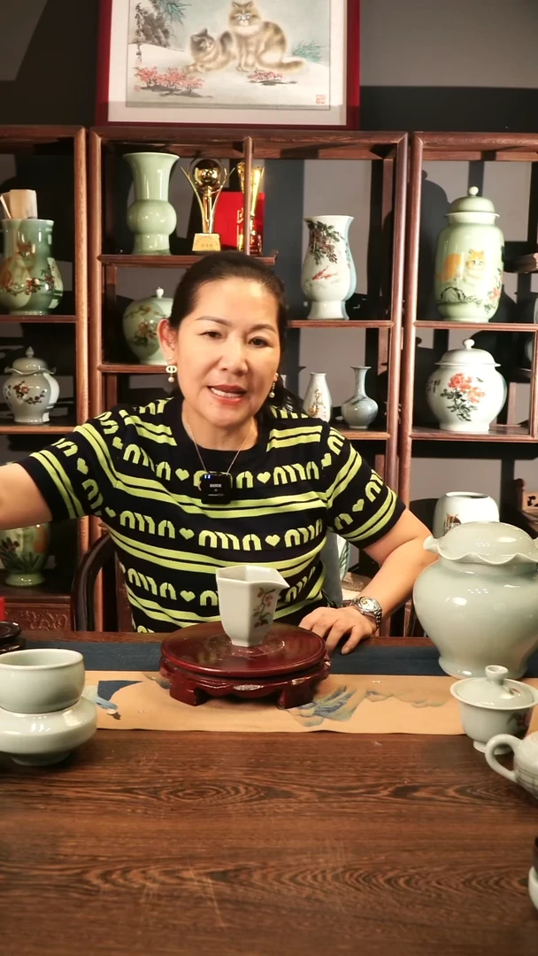 釉中彩 樱桃画 公道杯