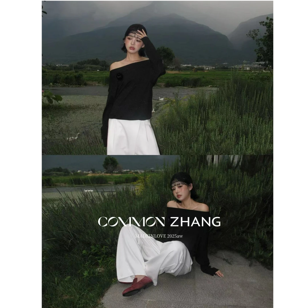 十三行CZ-秋季福秒斜肩羊毛针织衫#35777