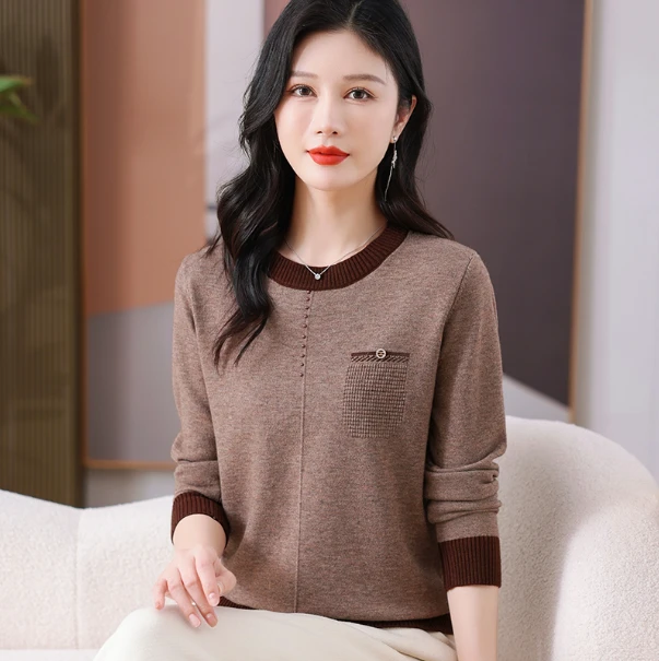 秋冬新款套头减龄时尚洋气针织衫毛衣女上衣8620