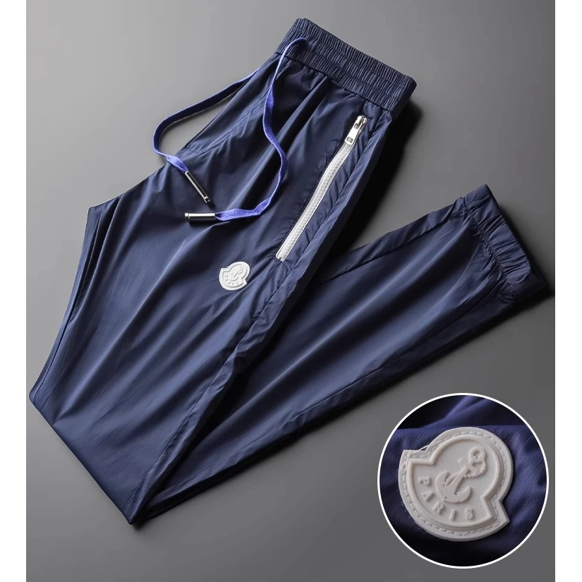 佩库普伦口袋拉链冰丝休闲运动裤男夏季薄款卫裤男束脚速干裤潮牌