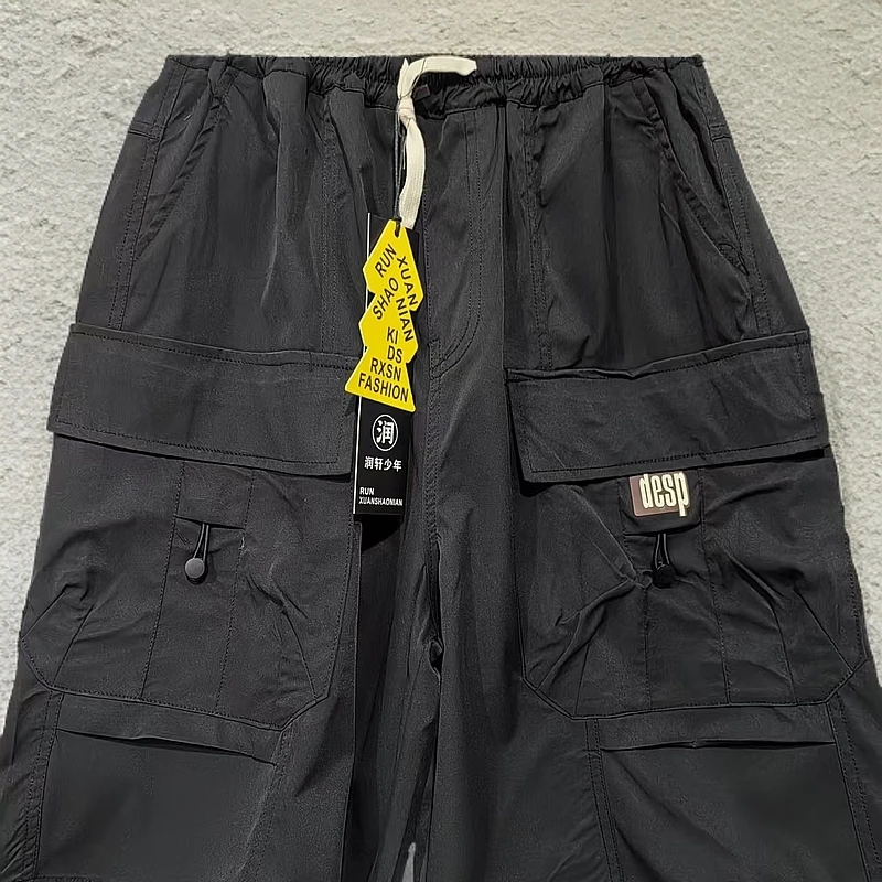 【9201-黑】青少年工装棉布五分裤