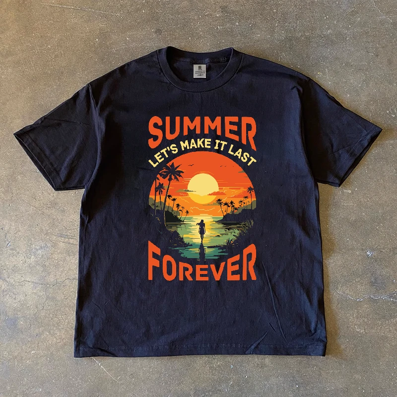 2025爆款律动莫兰迪夏季印花T恤圆领宽松设计感男款学生痞帅短袖