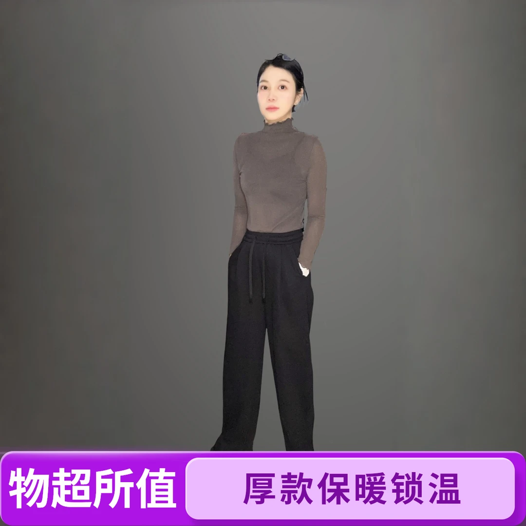 阔腿裤秋冬季高腰休闲裤纯色裤子厚款城市运动风休闲百搭显瘦大码