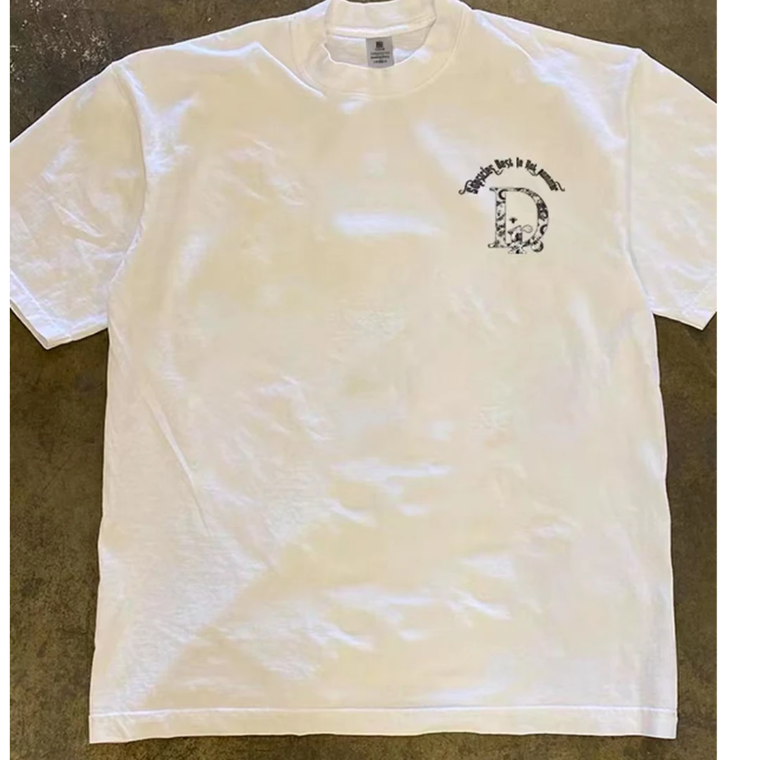 美式潮流短袖T恤圆领纯棉重磅上衣新款男士潮牌ins打底衫T恤