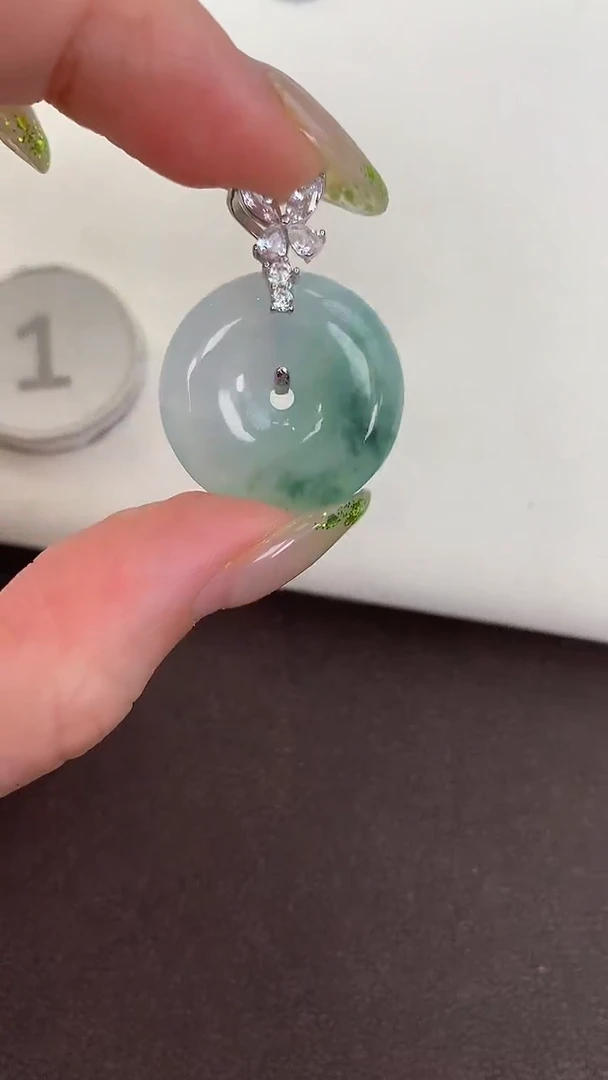 颈饰银S925镶嵌翡翠天然缅甸a货翡翠