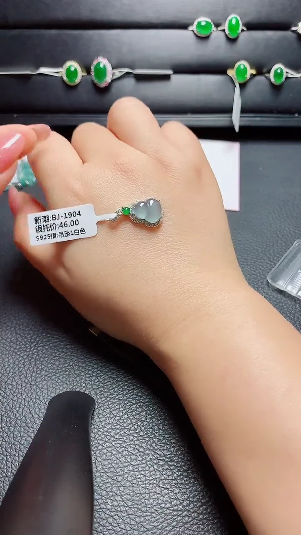 银S925镶嵌戒指翡翠天然翡翠A货s925银镶