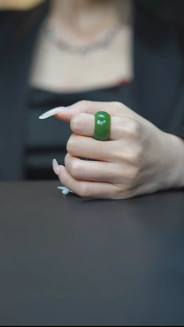 未镶嵌戒指和田玉HE50285碧玉冰底戒指