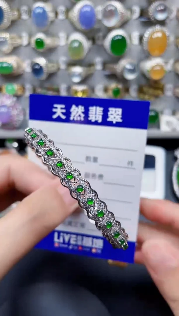 银S925镶嵌手镯翡翠160