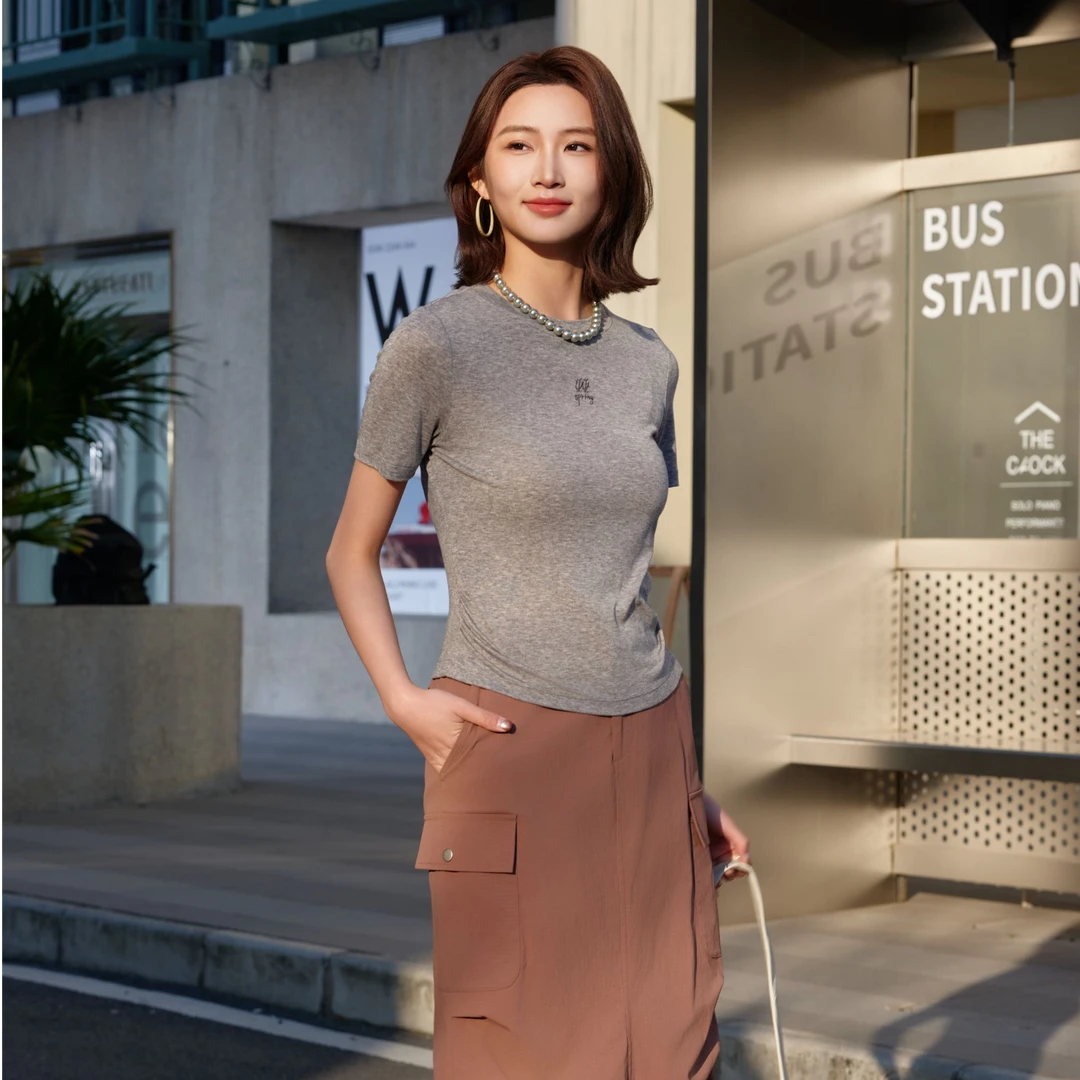 MUGE/慕歌字母日式常规款休闲短袖女士女款宽松型打底衫春夏T恤