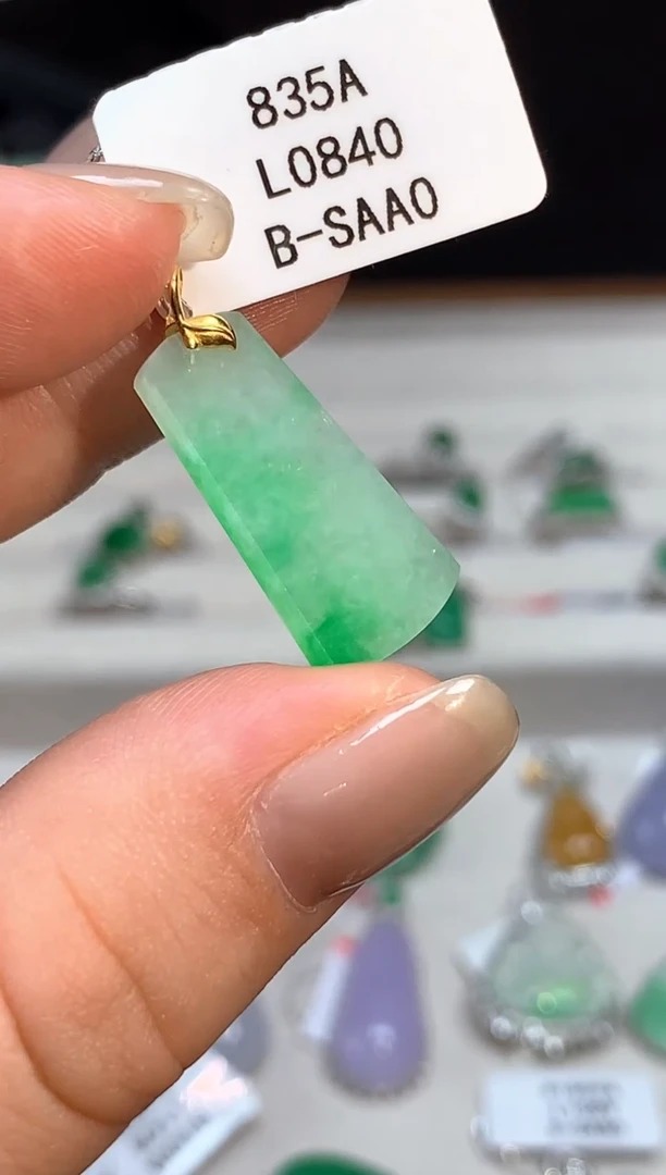 翡翠18K金镶嵌吊坠(不含链)L0840多样性发其一