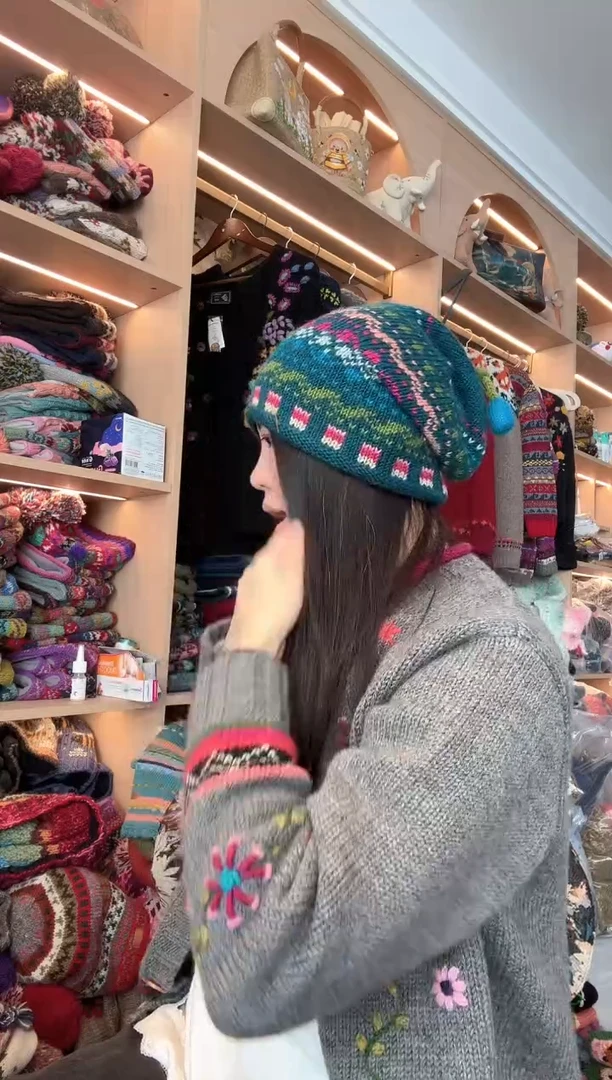 羊毛绿色堆堆帽