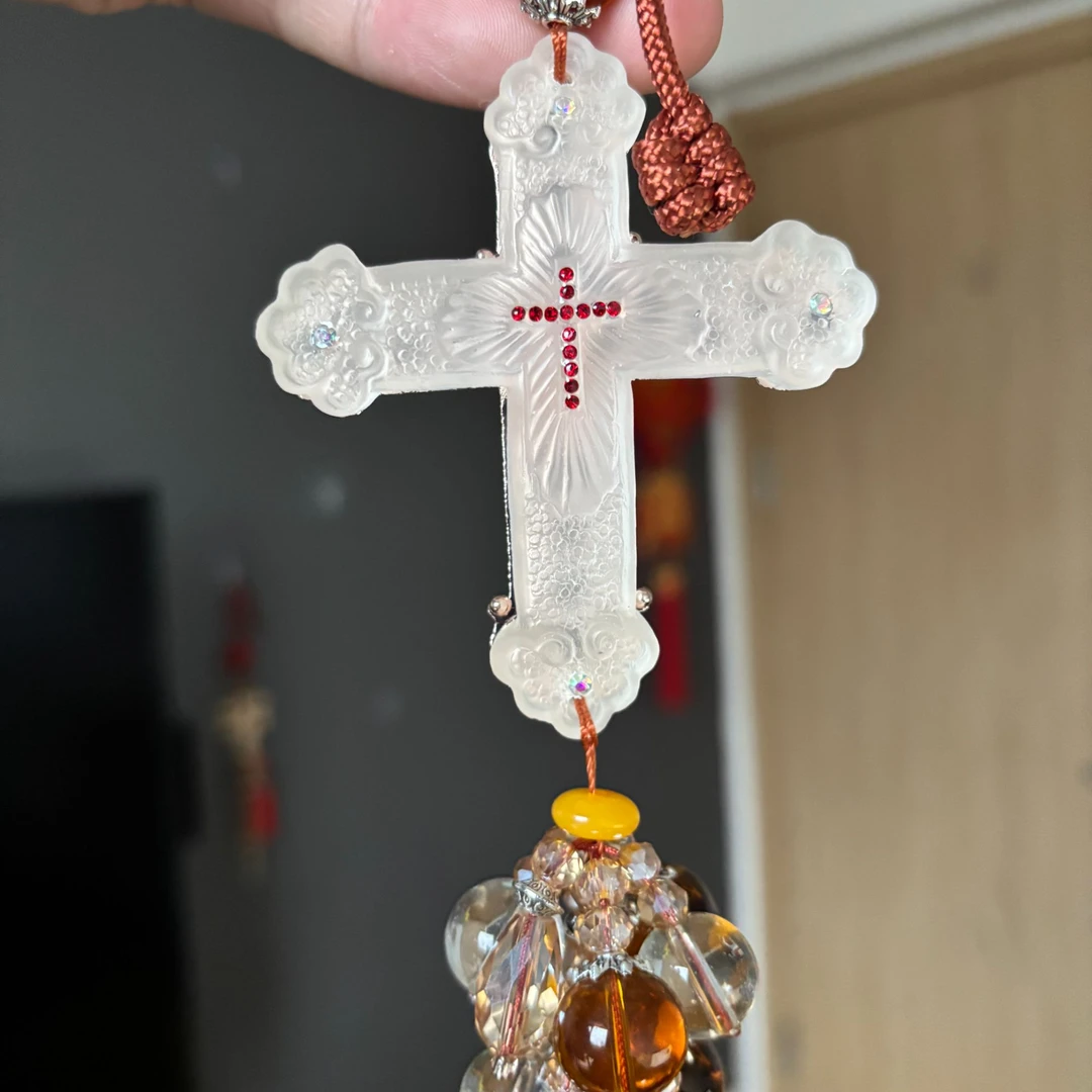 新款高档十字汽车挂件车载后视镜挂饰水晶车内吊坠装饰品