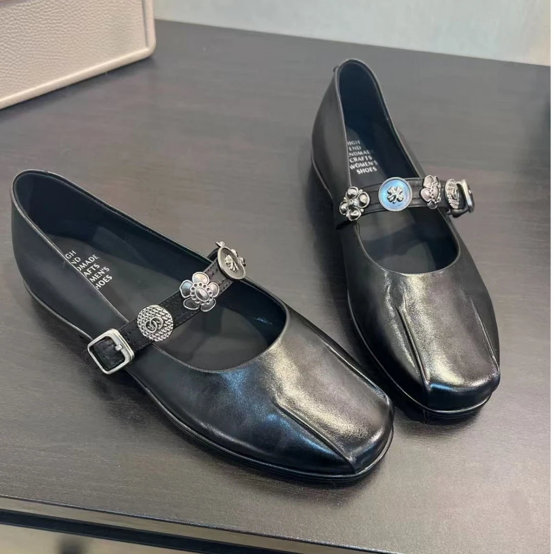 防滑低跟坡跟一字式扣带浅口单鞋女士高跟机能潮鞋ZFY  9238