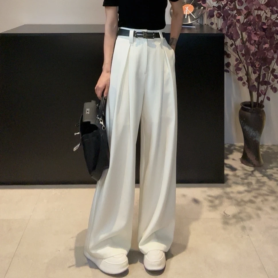 新款随性小众免烫丝滑潮流垂感休闲百搭裤女裤子直筒裤9265