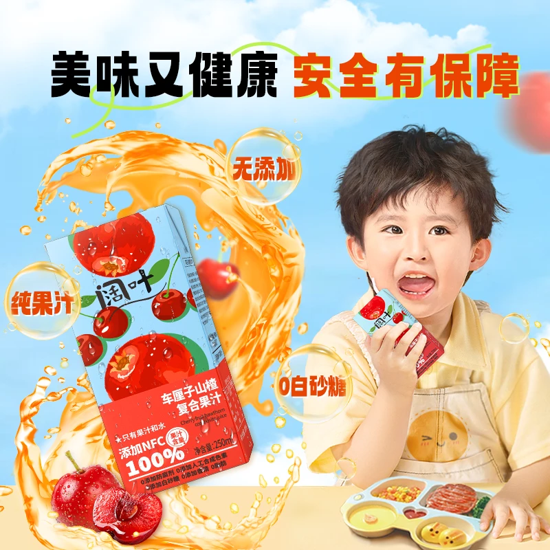 【天地壹号】旗下阔叶100%果汁车厘子山楂复合饮料250ML*10盒/箱D