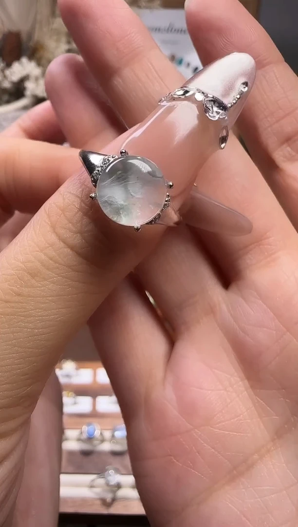 天然辰砂兔毛幽灵戒指