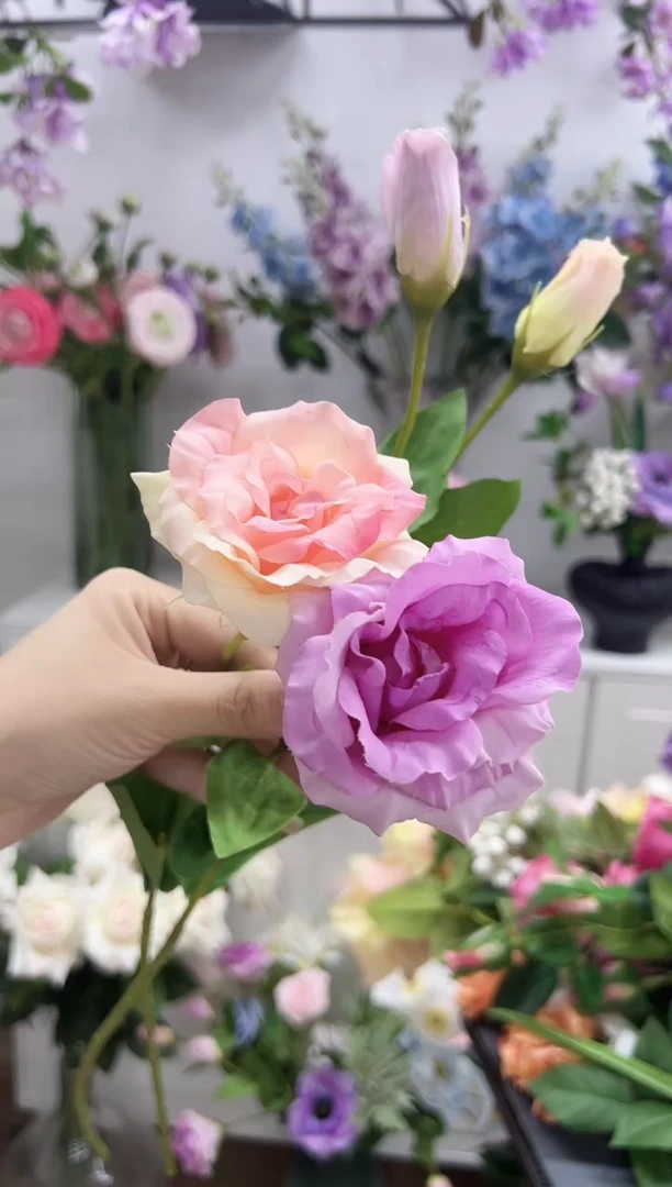 1枝香槟1枝紫色手感保湿桔梗