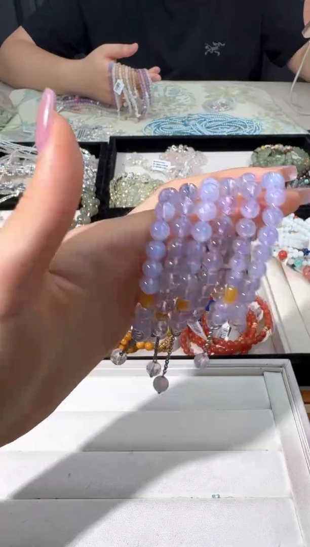 水晶手链银S925镶嵌I031紫玉晶提溜设计款
