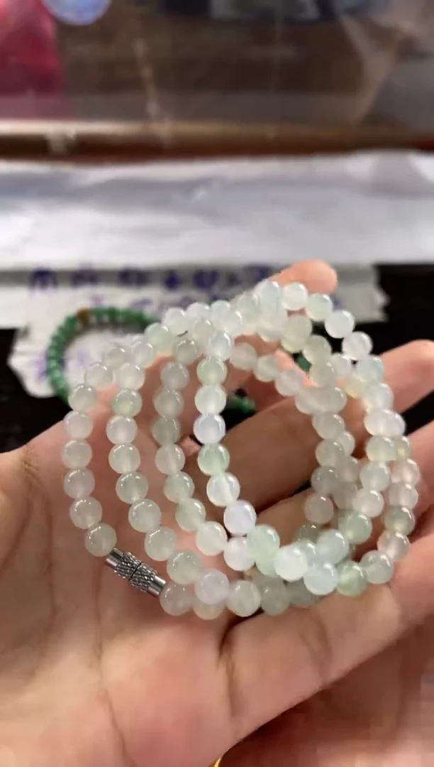 定制翡翠未镶嵌卡5+翡翠冰长串