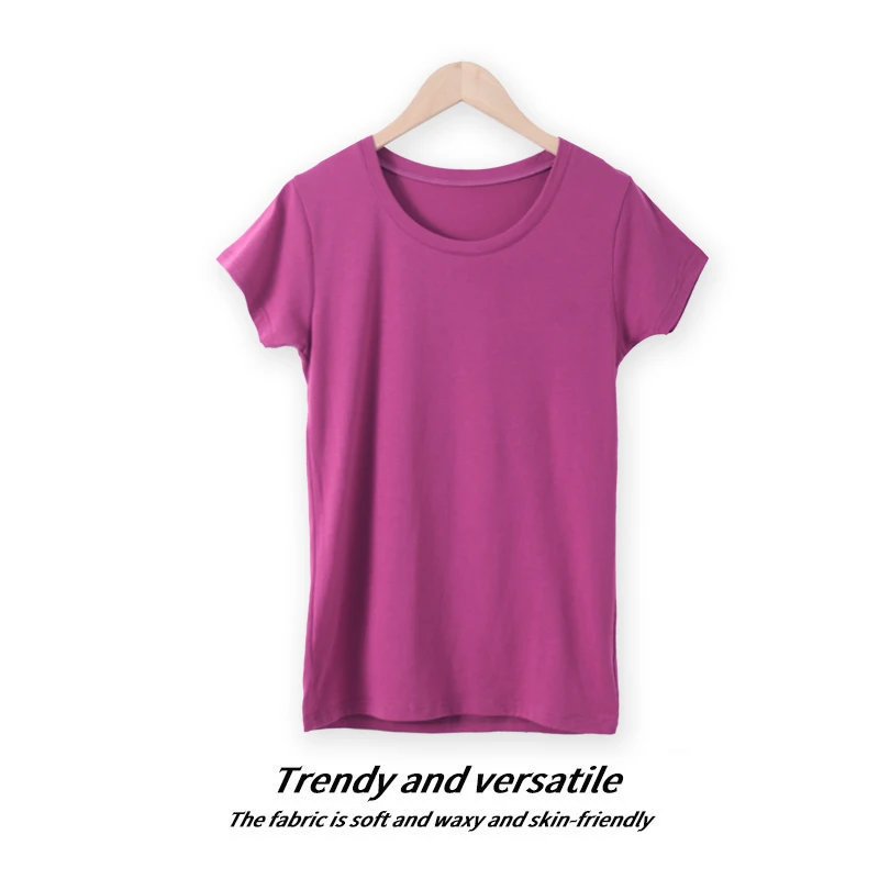 夏季女士短袖纯色简约圆领上衣打底衫百搭时尚00936-B时尚休闲