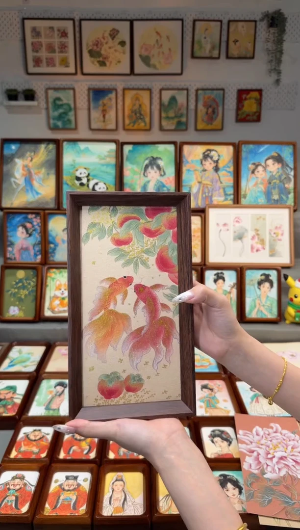国画柿子金贵金鱼 手绘国画27