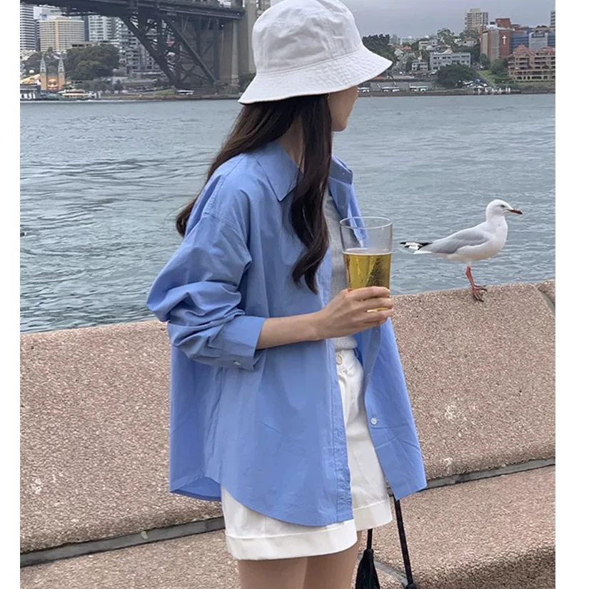 衬衫女春秋季设计感小众衬衣休闲外套宽松慵懒风外搭长袖上衣