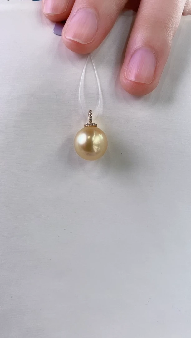 【闪购商品】海水珍珠吊坠(不含链)18K金镶嵌11-12南洋金珍珠吊坠