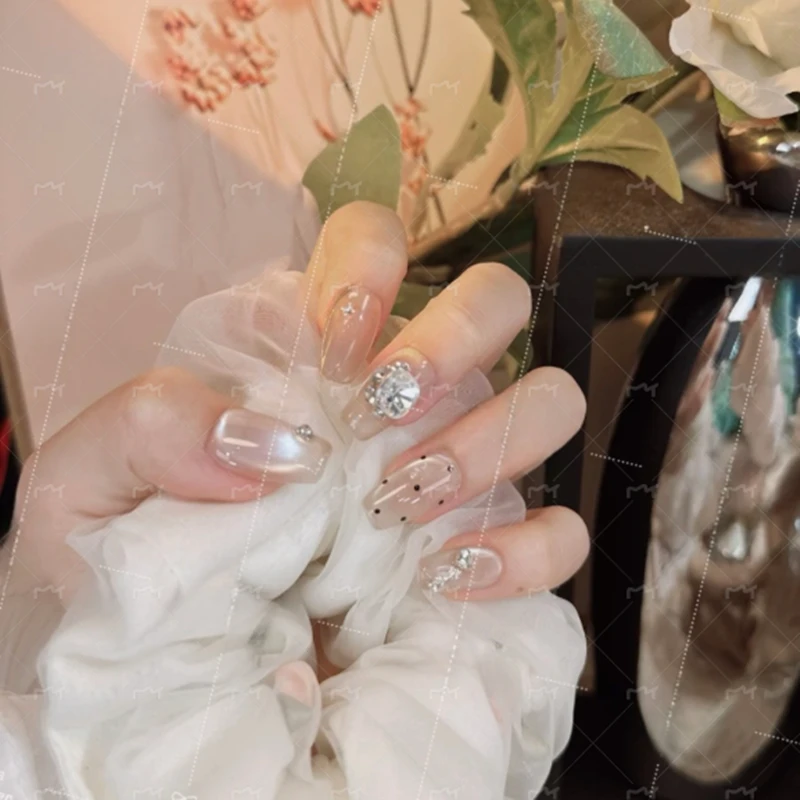 【月光手书】波点鎏金轻奢手工穿戴甲高级感气质显白猫眼百搭赫本风