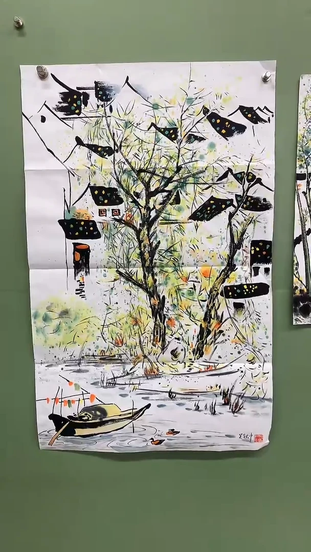 竖款精品三尺江南水乡