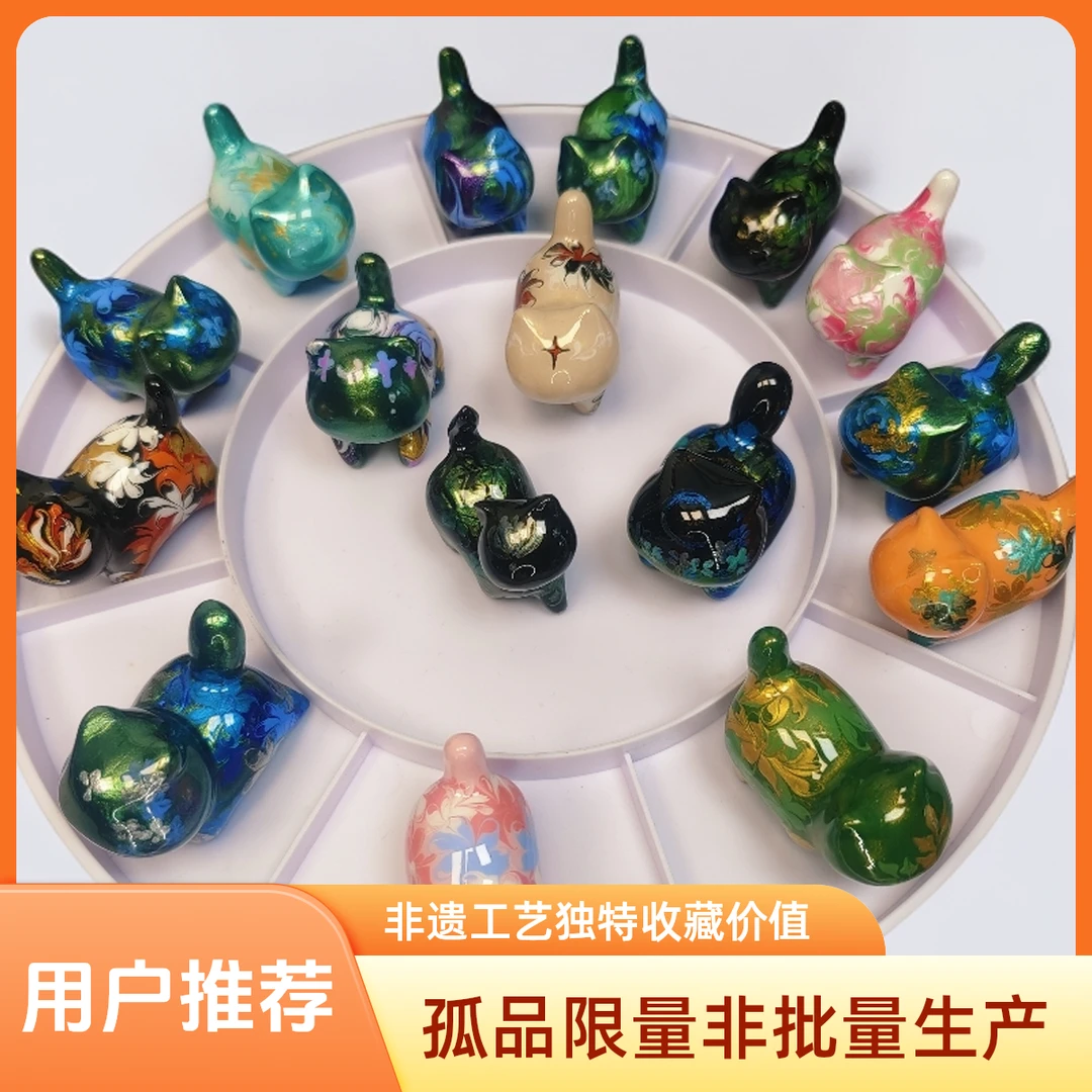 高品质招财漆猫非遗工艺精品手作居家摆件
