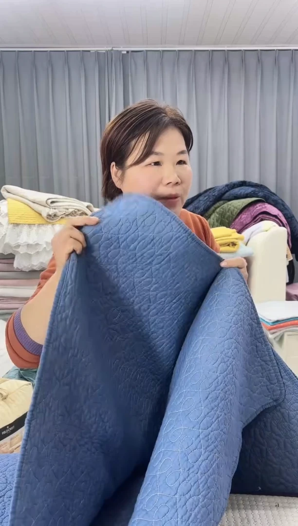 棉1.8*2.0蓝色纯棉床盖