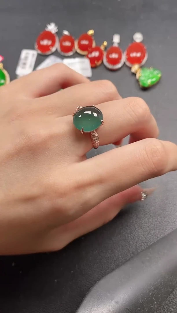 银S925镶嵌戒指翡翠111