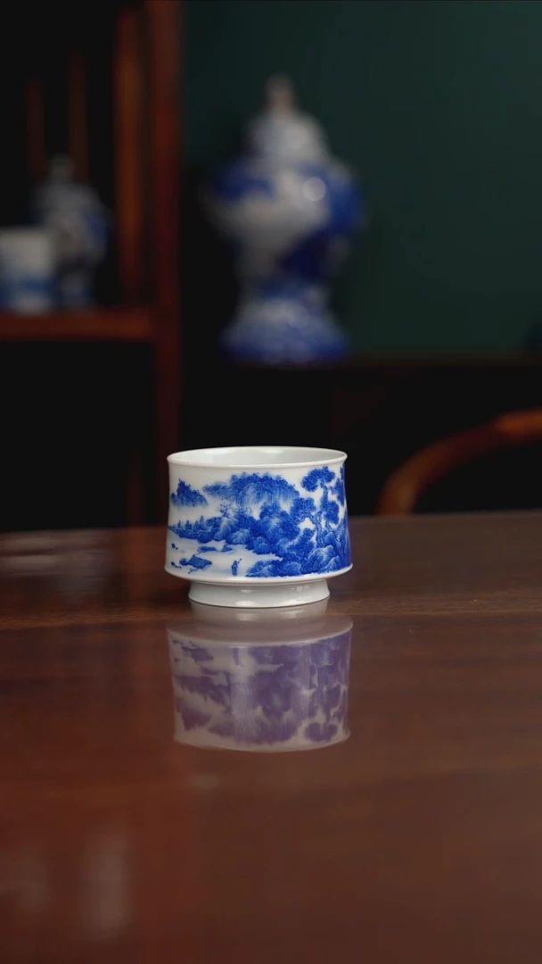 晓月柴窑 山水杯