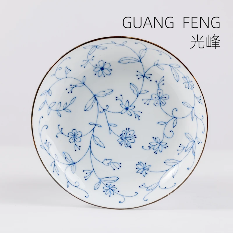 【线唐草】日本进口五寸平盘16.5*3.5CM