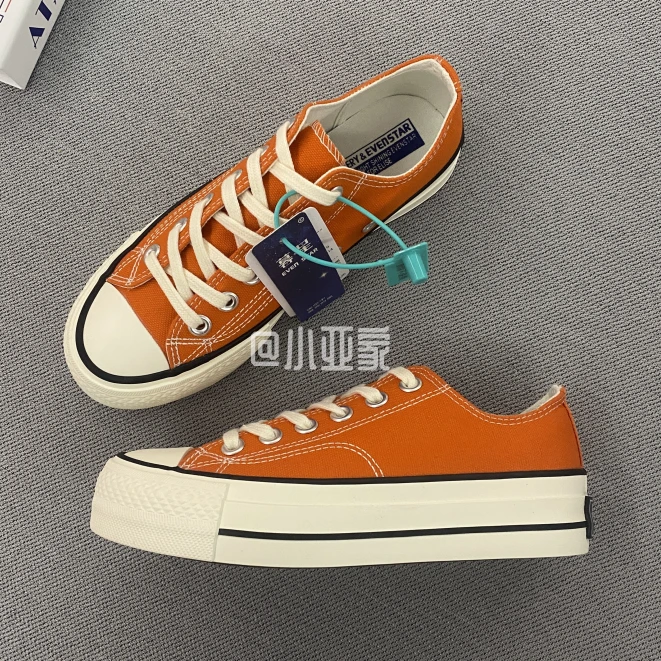 2025秋季新款1970s厚底橘色低帮帆布鞋女学生潮鞋子休闲经典板鞋