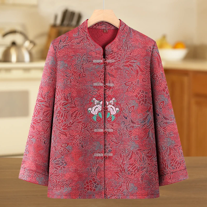奶奶春秋装新款长袖衬衫中老年人春秋洋气外婆老太太宽松衣服妈妈