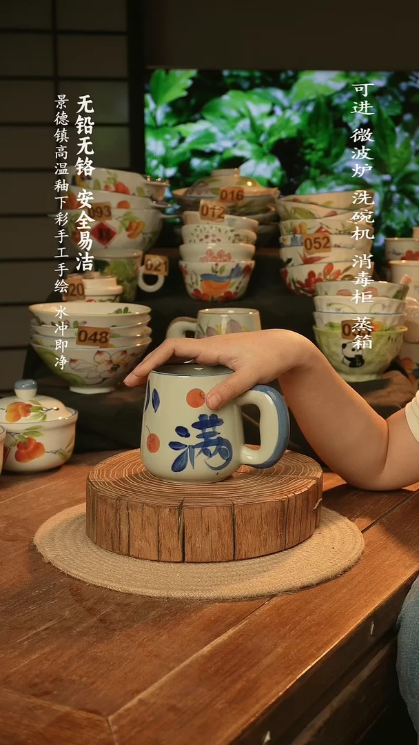 瓷景德镇高温瓷釉下彩手绘陶瓷