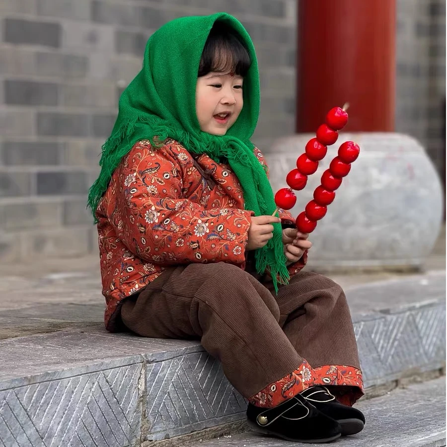 【拜年服 周岁服】婴幼儿分体套装生日礼物冬款夹棉长袖碎花套装新