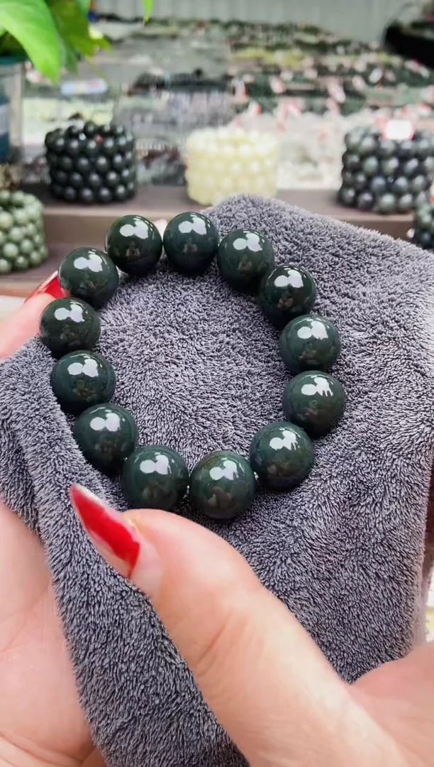 【闪购商品】和田玉手串未镶嵌纯天然和田玉新疆沙枣青蓝调18