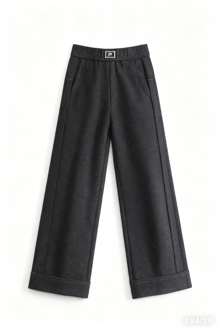 【撤柜清仓】X高货显瘦遮肉设计感高腰直筒裤 X25113-黑色